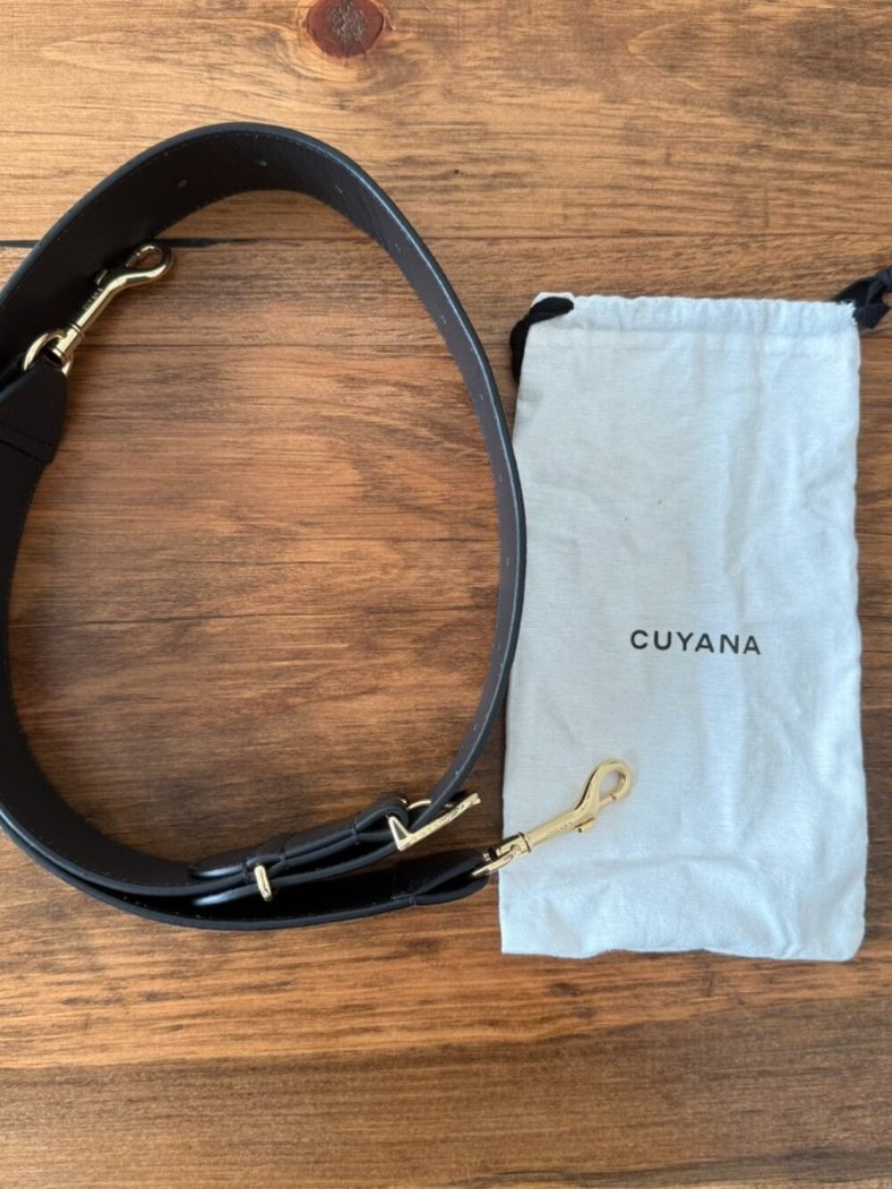 CUYANA black adjustable leather wide strap for bag - NEW without tag - Picture 3 of 7